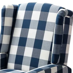 Navy Windowpane Plaid Recliner