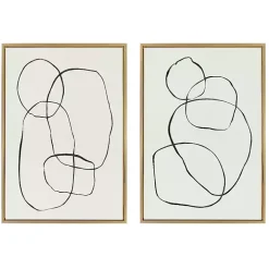 Neutral Circles Framed Canvas Art Prints, Set of 2