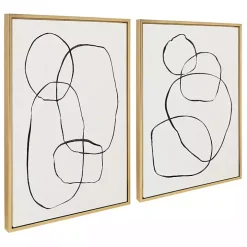 Neutral Circles Framed Canvas Art Prints, Set of 2