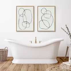Neutral Circles Framed Canvas Art Prints, Set of 2
