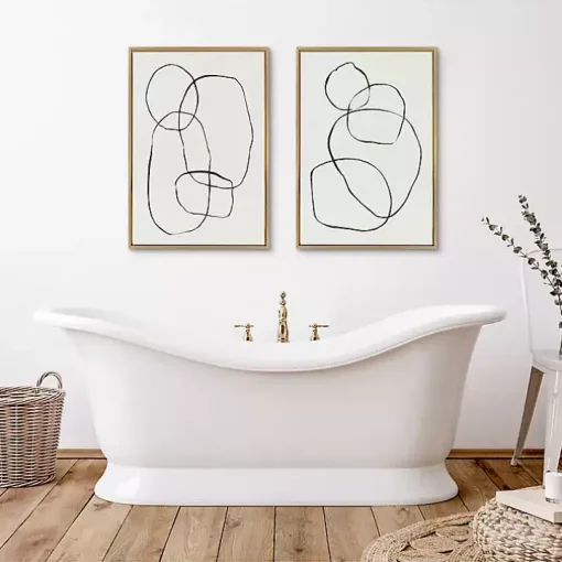 Neutral Circles Framed Canvas Art Prints, Set of 2