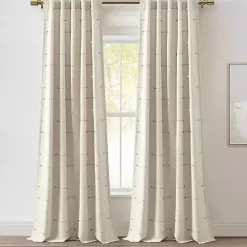 Neutral Clipped Stripe Curtain Panel Set, 84 in.
