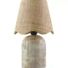 Neutral Faux Stone Table Lamp with Scalloped Shade