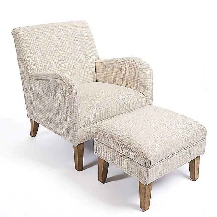 Neutral Houndstooth 2-pc. Chair and Ottoman Set