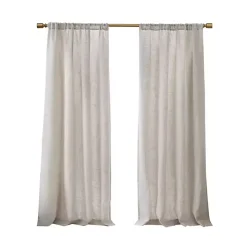 Neutral Linen Blend Curtain Panel Set, 84 in