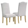 Neutral Nailhead Parsons Dining Chairs, Set of 2