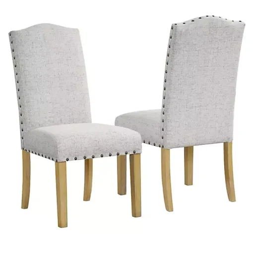 Neutral Nailhead Parsons Dining Chairs, Set of 2