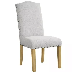 Neutral Nailhead Parsons Dining Chairs, Set of 2