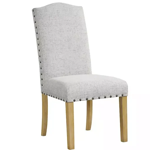 Neutral Nailhead Parsons Dining Chairs, Set of 2