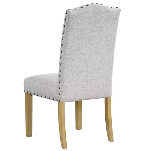 Neutral Nailhead Parsons Dining Chairs, Set of 2