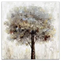 Neutral Painted Tree Square Canvas Art Print