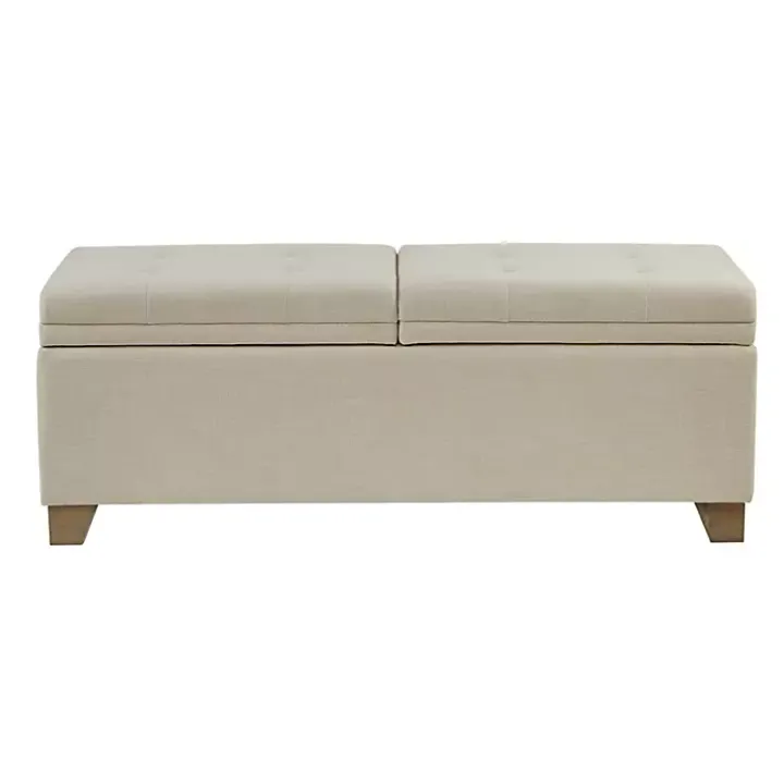 Neutral Split Seat Jackson Storage Bench