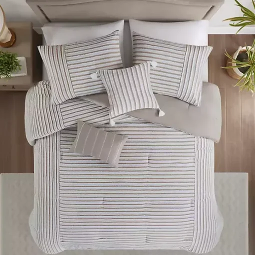 Neutral Striped 5-pc. Full/Queen Comforter Set