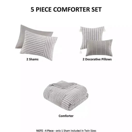 Neutral Striped 5-pc. Full/Queen Comforter Set