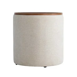 Neutral Upholstered Nesting Ottomans, Set of 2