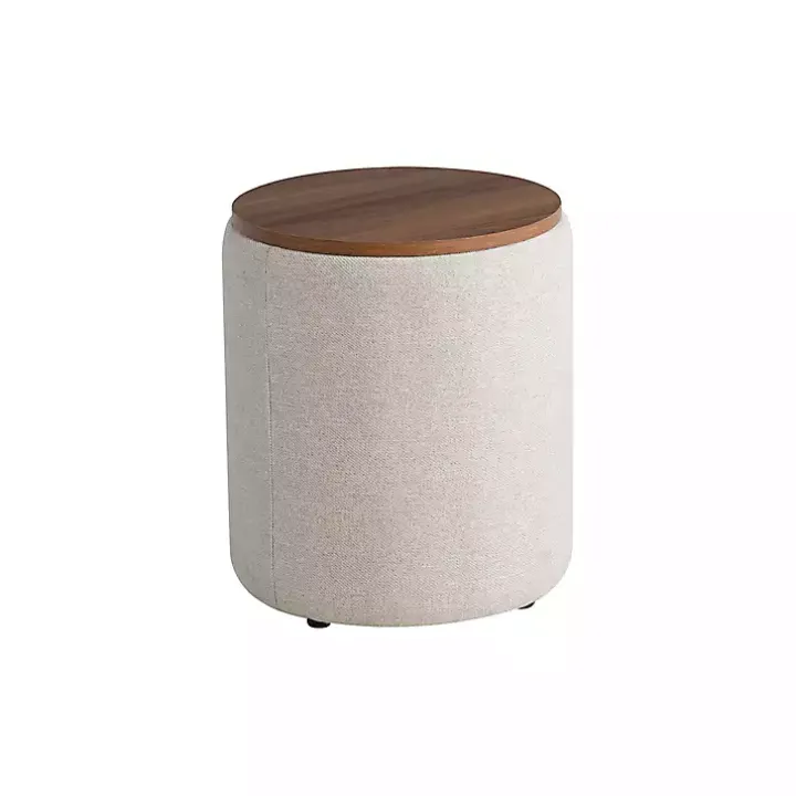 Neutral Upholstered Nesting Ottomans, Set of 2