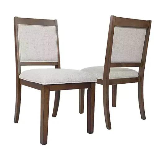 Neutral Upholstered Wood Frame Chairs, Set of 2