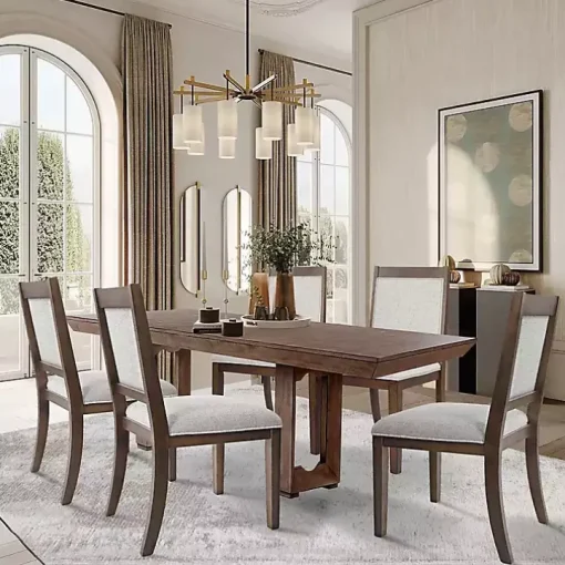 Neutral Upholstered Wood Frame Chairs, Set of 2