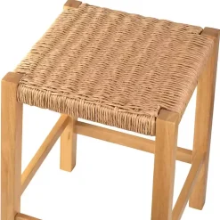 Newport Natural Wood and Rattan Counter Stool