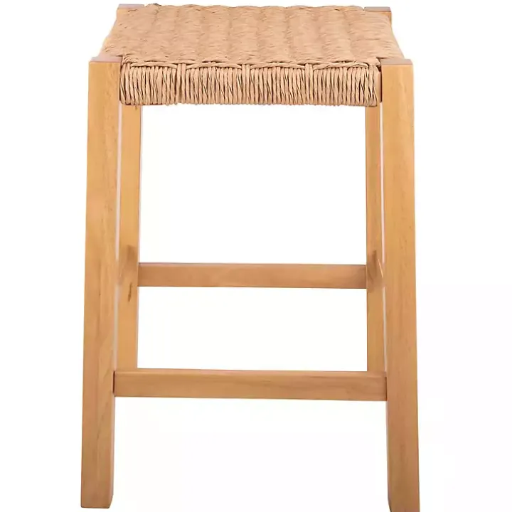 Newport Natural Wood and Rattan Counter Stool