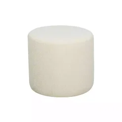 Newton Ivory Boucle Cylinder Ottoman