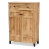 Oak 2-Door Grid Shoe Storage Cabinet