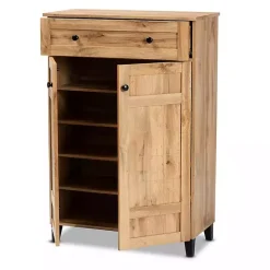 Oak 2-Door Grid Shoe Storage Cabinet