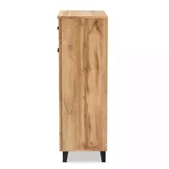 Oak 2-Door Grid Shoe Storage Cabinet
