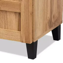 Oak 2-Door Grid Shoe Storage Cabinet