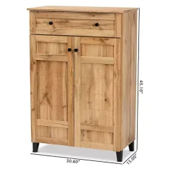 Oak 2-Door Grid Shoe Storage Cabinet