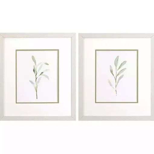 Olive Leaves Framed Art Prints, Set of 2