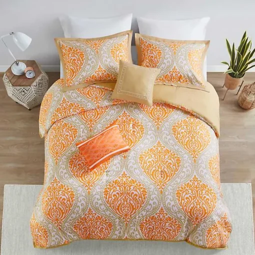 Orange Damask 5-pc. California King Comforter Set