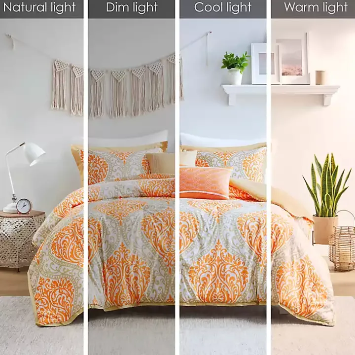 Orange Damask 5-pc. California King Comforter Set