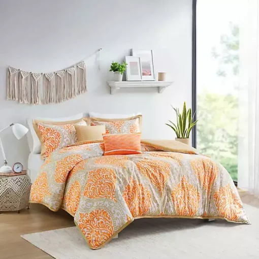Orange Damask 5-pc. Full/Queen Comforter Set
