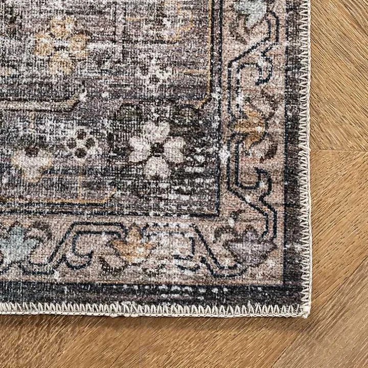 Orange Distressed Medallion Washable Runner