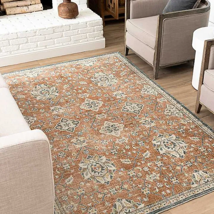 Orange Granary Floral Area Rug, 6x9