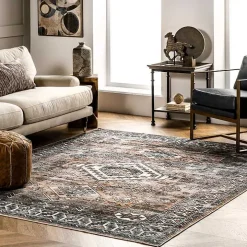 Orange Tribal Washable Area Rug, 8x10