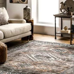 Orange Tribal Washable Area Rug, 8x10