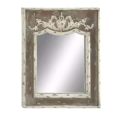 Ornate Antique White Wood Wall Mirror