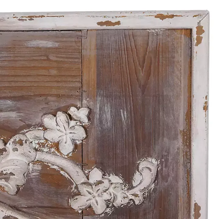 Ornate Antique White Wood Wall Mirror