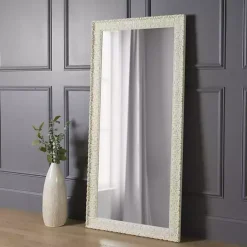 Ornate Distressed Cream Leaner Mirror