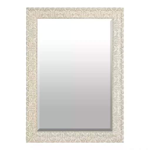 Ornate Ivory Wall Mirror, 31x43 in.