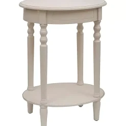 Oval Antique White Accent Table