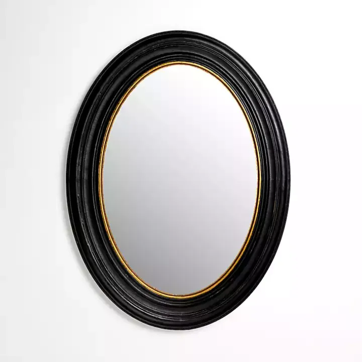 Oval Bodiford Black and Gold Wall Mirror