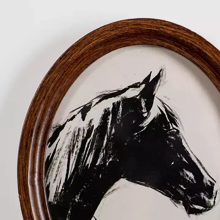 Oval Horse Portrait Framed Art Prints, Set of 2