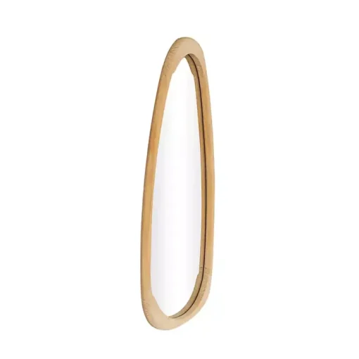 Oval Natural Wood Wall Mirror