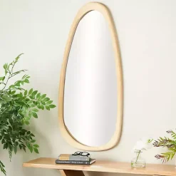 Oval Natural Wood Wall Mirror