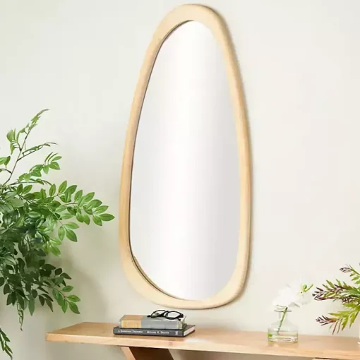 Oval Natural Wood Wall Mirror