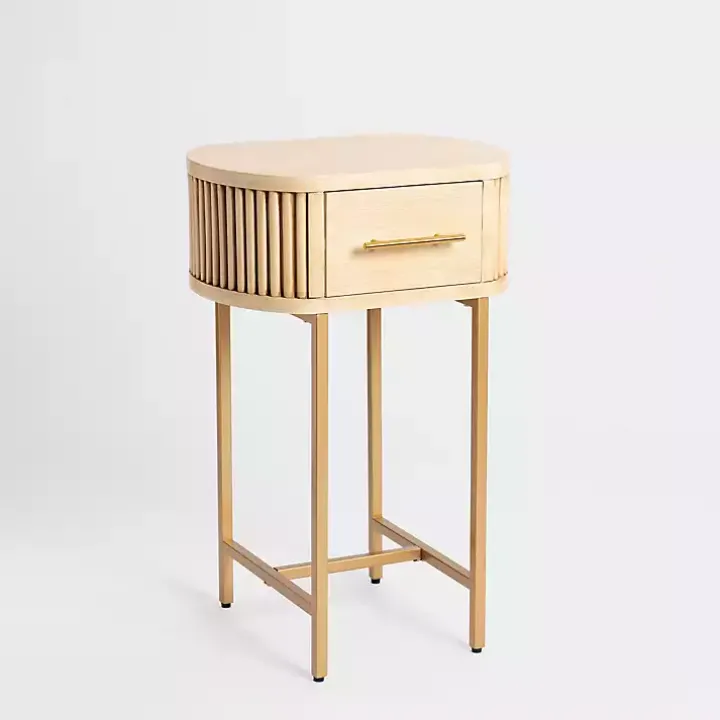 Oval Ribbed Single Drawer Accent Table