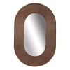 Oval Walnut Ribbed Wood Wall Mirror